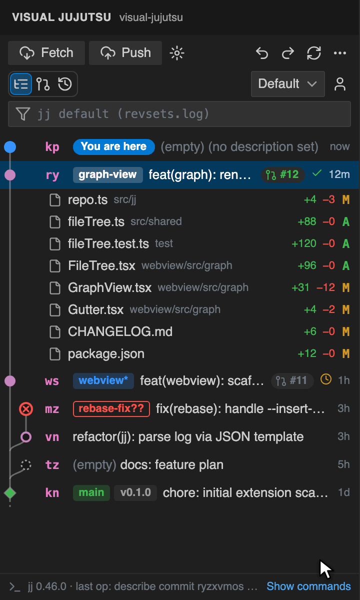 Animation: switching to the folder view from the More actions menu, collapsing folders, then collapsing and expanding them all